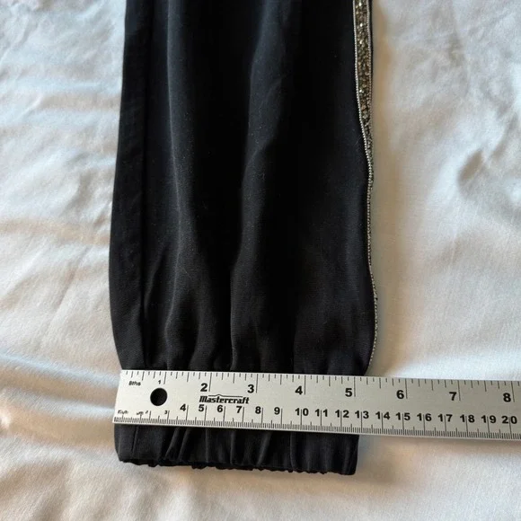 ZARA Black Jogger Pants Embellished Side Stripe Drawstring‎ Waist Tencel Size S - Picture 15 of 16